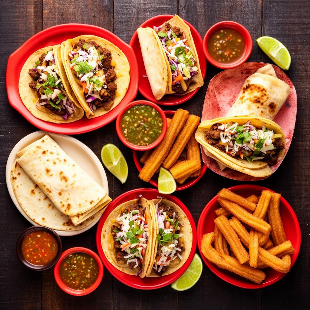 Colorful taco spread